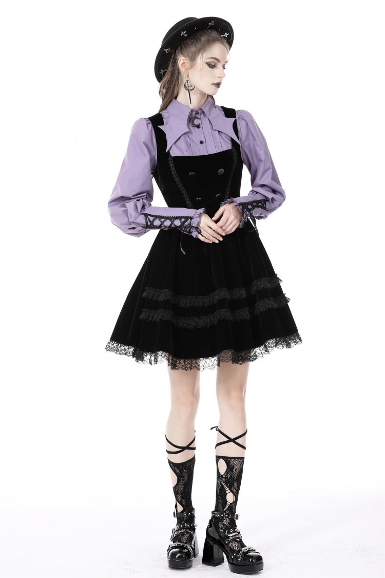 Purple Star Collar Long Puff Sleeves Women's Gothic Witch Blouse - Product - 9