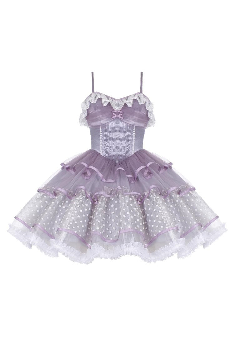 Purple Star Trail Star Yarn Multi-Layer Ballet Sweet Lolita Jsk Dress - Product - 3