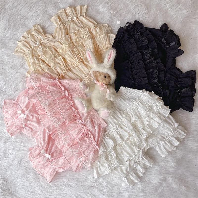Lace Cotton Layered Lolita Pumpkin Pants 4 Colors - Product - 3