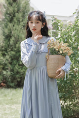 Blue Doll Collar Long Sleeves Ruffle Sweet Elegant Princess Lolita Dress - Product - 6