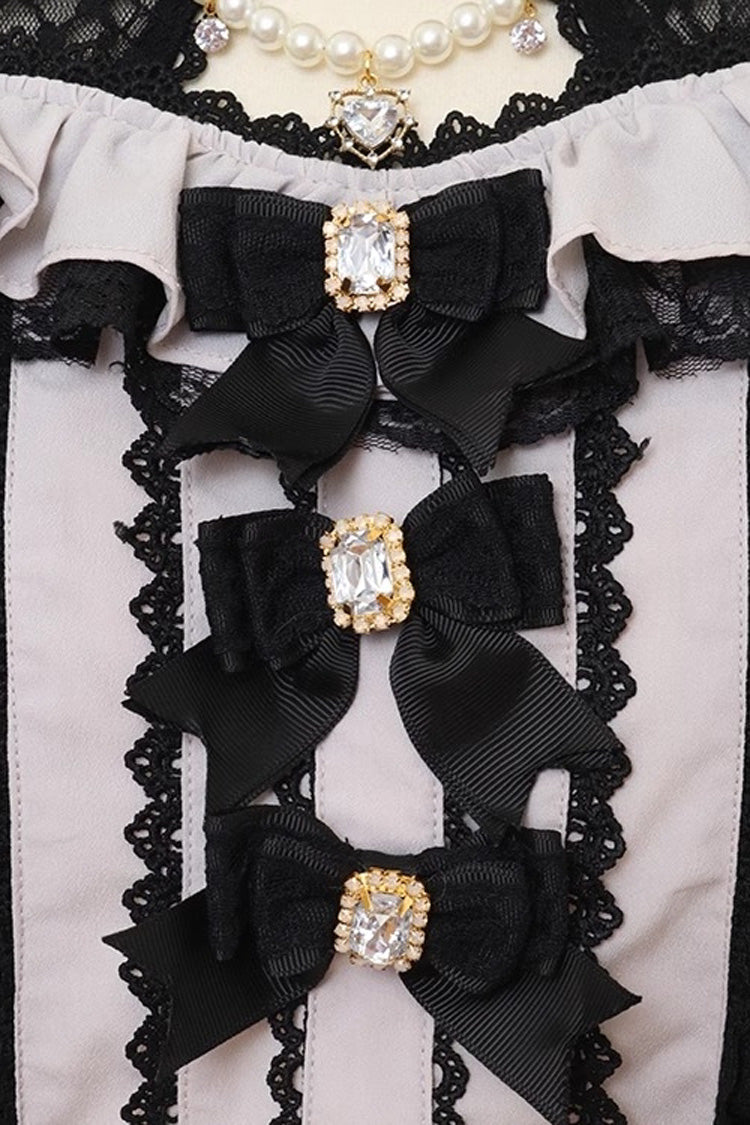 Sweet Jirai Kei Choker Neck Off Shoulder Bowknot Lace Japanese Blouse 3 Colors - Product - 13
