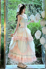 Multi-Color Mermaid Halterneck Ruffle Bowknot Lace Lace-Up Sweet Lolita Dress - Product - 5