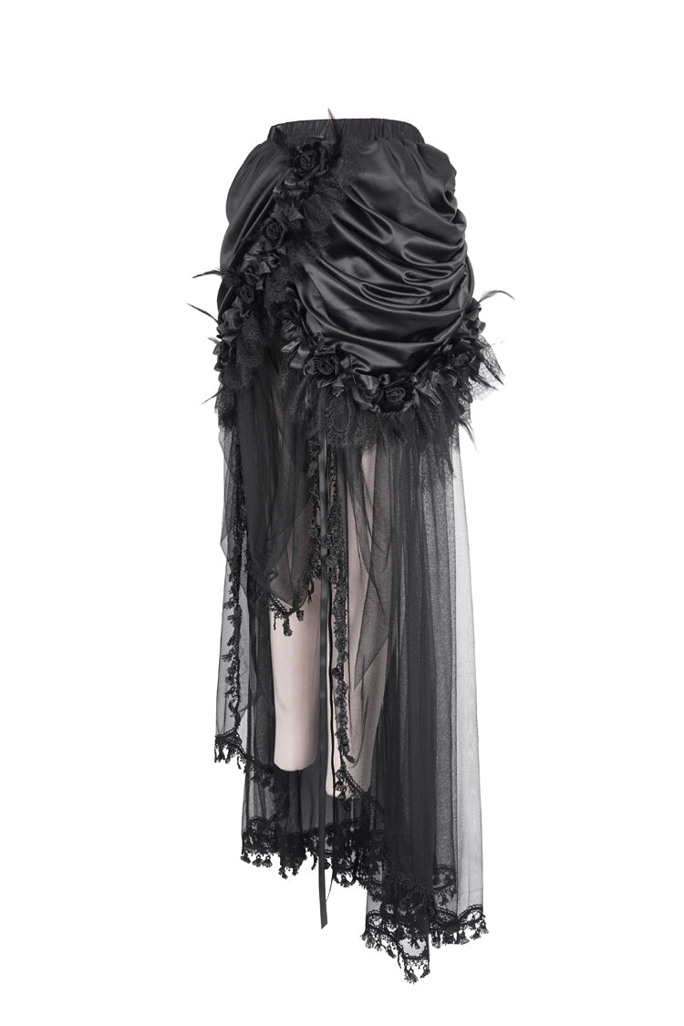 Black Multi-layer Stitching Lace Womens Gothic Skirt - Product - 8