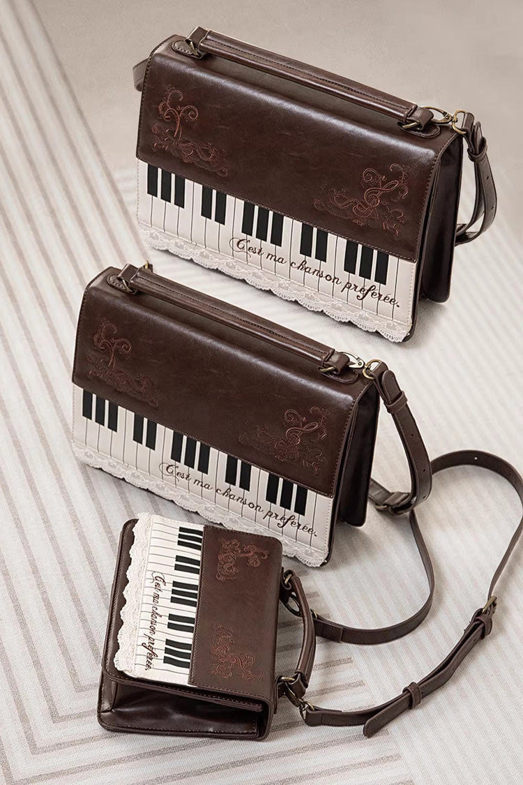 ブラウン Piano 刺繍 レース ヴィンテージ ロリータ バックパック 商品画像