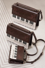 Brown Piano Embroidered Lace Vintage Lolita Backpack - Product - 3
