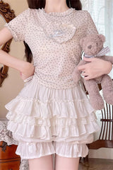 Dark Pattern Multi-layer Print Bowknot Pumpkin Sweet Lolita Leggings 4 Colors - Product - 6
