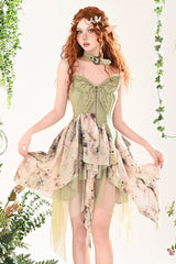 Green [Forest Wandering] 3D Butterfly Embroidery Lace Irregular Sweet Lolita Jsk Dress - Green - 1