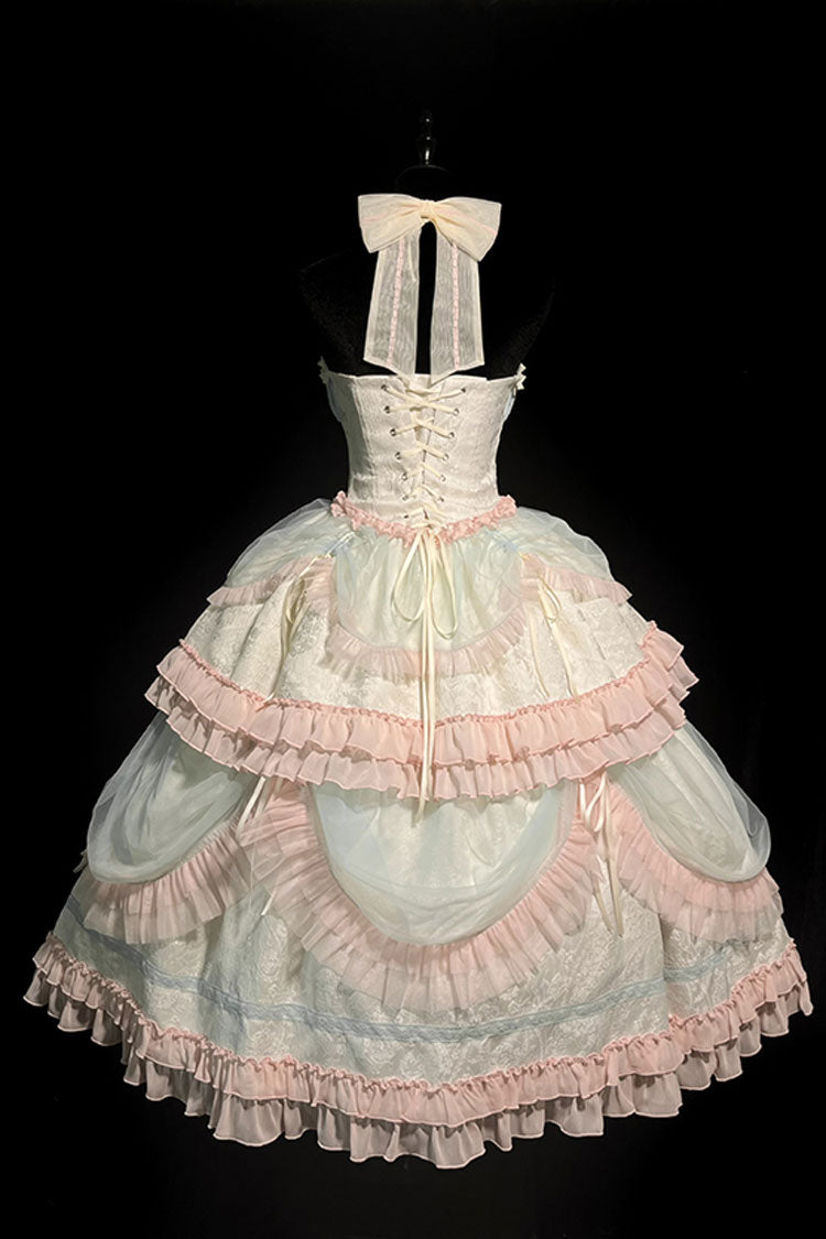 Multi-Color Mermaid Halterneck Ruffle Bowknot Lace Lace-Up Sweet Lolita Dress - Product - 10