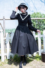 Black Olivia Autumn Winter Stand Collar Long Sleeves Gothic Lolita Dress - Product - 3