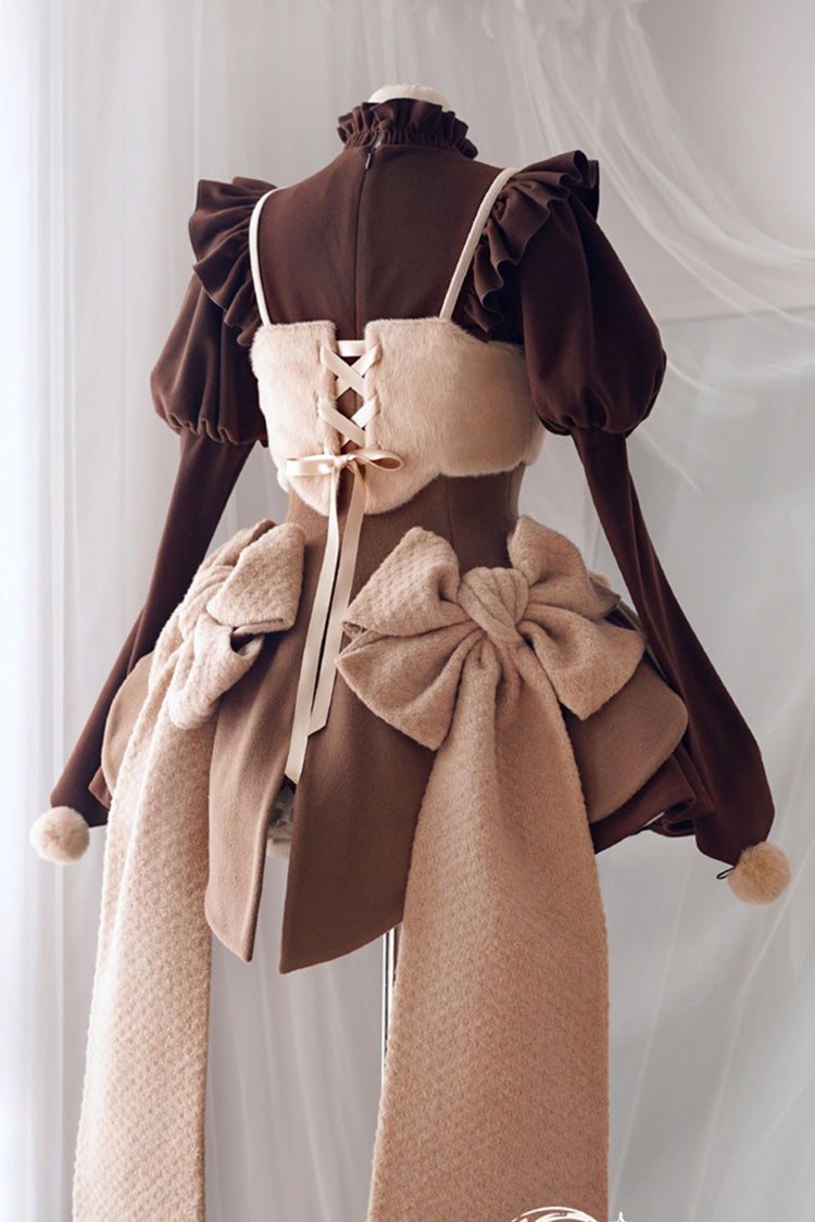 Stand Up Collar Long Sleeves High Waisted Thickened With Vest Sweet (Dress Only) detail view 11