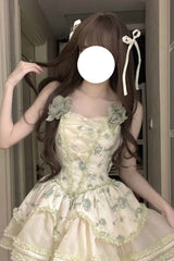 Jasmine Rain Print Stitching Lace Sweet Lolita Jsk Dress 6 Colors - Product - 6