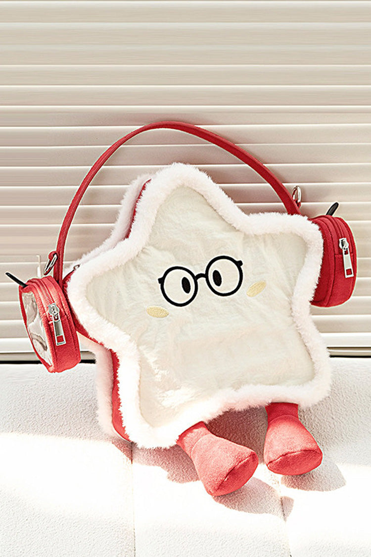 Red/White Headphone Star Cartoon Embroidered Sweet Lolita Backpack Ita Bag - Red/White - 1