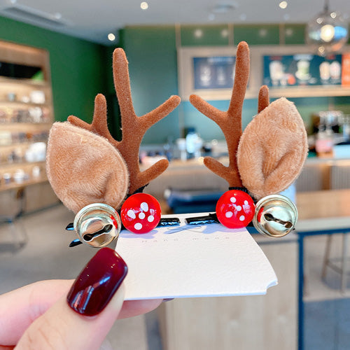 Christmas Headdress Moose Horn Hairpin Head Clips - Brown - 5