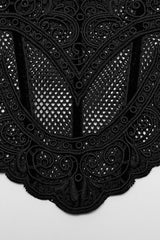 Black Floral Embroidery Mesh Women's Gothic Underbust Corset - Product - 5