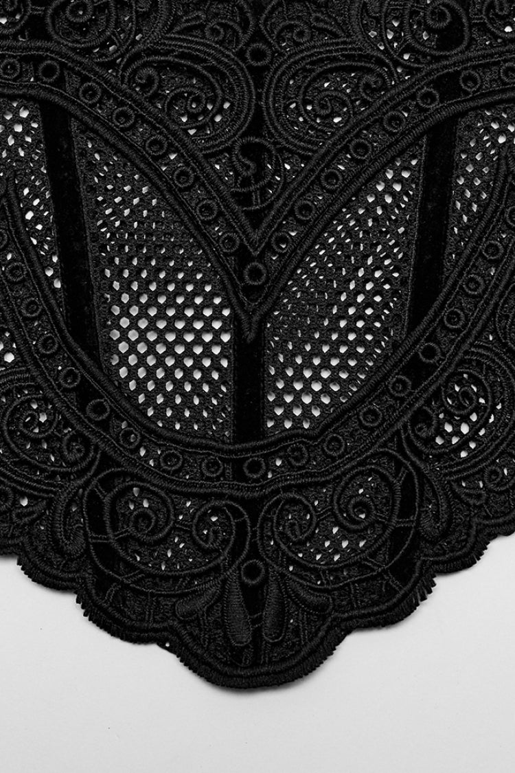 Black Floral Embroidery Mesh Women's Gothic Underbust Corset - Product - 5