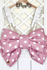 Pink/White Polka Dot Print Bowknot Shaped Sweet Lolita Backpack - Product - 3
