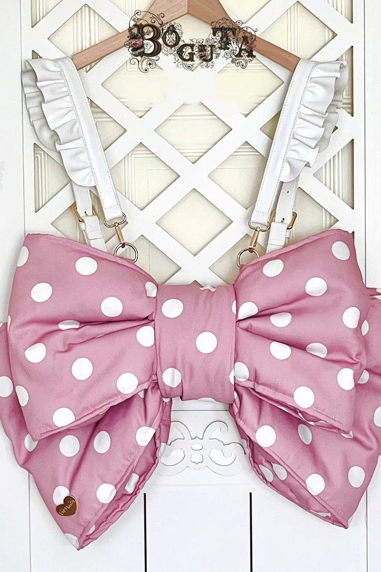 Pink/White Polka Dot Print Bowknot Shaped Sweet Lolita Backpack - Product - 3
