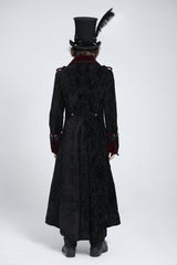 Black/Red Lapel Collar Embroidery Zipper Men's Gothic Handsome Coat - Product - 9