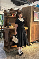 Black Annie's Gift Short Sleeves Bowknot Sweet Lolita Dress (Plus Size Support) - Product - 2