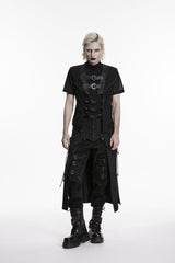 Black Cut-Out Lace-Up Slim Mesh Buckled Eyelet Men's Punk Handsome Vest - Product - 2