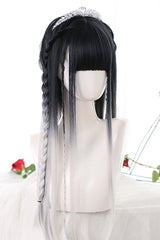 Black Natural Gradient Long Straight Classic Lolita Wig - Product - 2