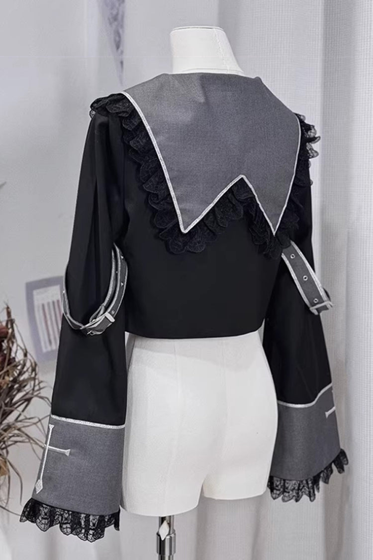 Black [Rules of the Otherworld] Long Sleeves Gothic Ouji Lolita Shorts Coat Set - Coat - 7