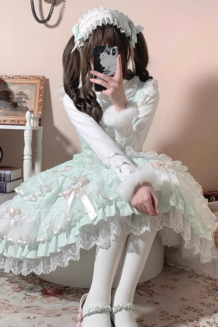 [Love Notebook] Sleeveless Multi-Layered Ruffle Bowknot Lace Sweet Lolita Jsk Dress 5 Colors - Product - 6