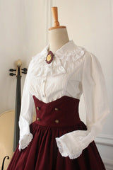 Wine Vintage College Style High Waisted Fishbone Gothic Lolita Skirt Dress - Product - 4