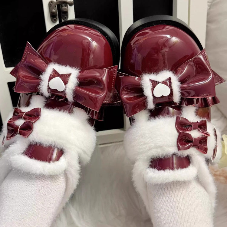 Plush and Thickened Bowknot Sweet Lolita Shoes 5 Colors - Product - 2