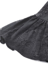 Black Long Flared Sleeves Lace Trimmed Lace-Up Women's Gothic Elegant Robe - Product - 16