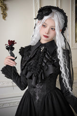 Black Cross Snake Pattern Print Embroidery Gothic Lolita Strap Dress - Product - 7
