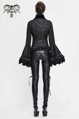 Black Velvet 3D Jacquard Low Collar Women's Gothic Waistcoat - Product - 5