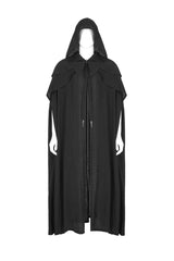 Black Punk Multilayer Lace Decoration Frenulum Simple Hooded Long Men's Cloak - Product - 5