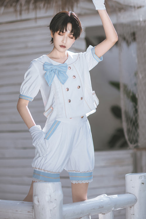 White Immortal Mint High Waisted Ouji Lolita Shorts - Product - 3