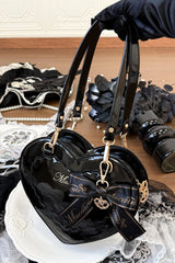 Heart-shaped Bow Elegant Sweet Lolita Crossbody Bag 4 Colors - Black - 13