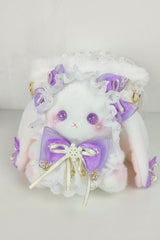 Drawstring Crossbody Bowknot Sweet Lolita Bucket Bunny Small Bag 10 Colors - Purple - 7