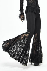 Black Cross Knit Lace Bell Gothic Womens Pants - Product - 3