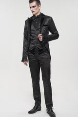 Black Gothic Bright Pattern Printed Decoration Swallowtail Men's Coat - Product - 8
