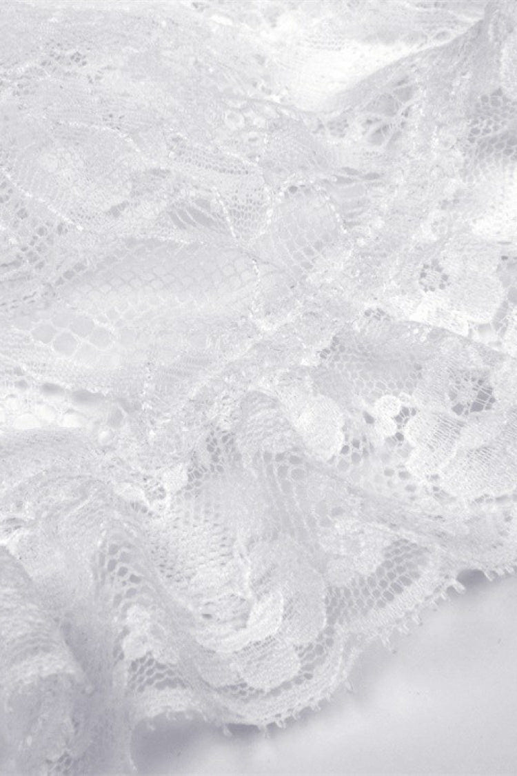 White Layered Lace Square Collar Strappy Women's Gothic Mini Graduation Dress - Product - 15