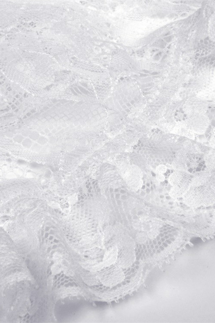 White Layered Lace Square Collar Strappy Women's Gothic Mini Graduation Dress - Product - 15