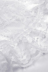 White Layered Lace Square Collar Strappy Women's Gothic Mini Graduation Dress - Product - 15