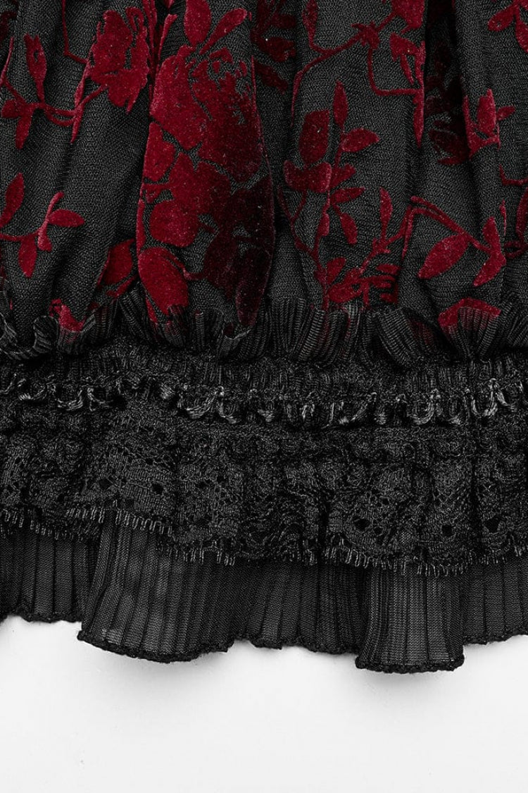 Off Shoulder Ruffle Stitching Lace Sheer Womens Gothic T-Shirt 2 Colors - Product - 16