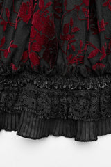 Off Shoulder Ruffle Stitching Lace Sheer Womens Gothic T-Shirt 2 Colors - Product - 16