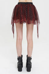 Red Bright Mesh Metal Buckle Decoration Playful And Cute Tutu Short Women's Punk Skirt - Product - 5