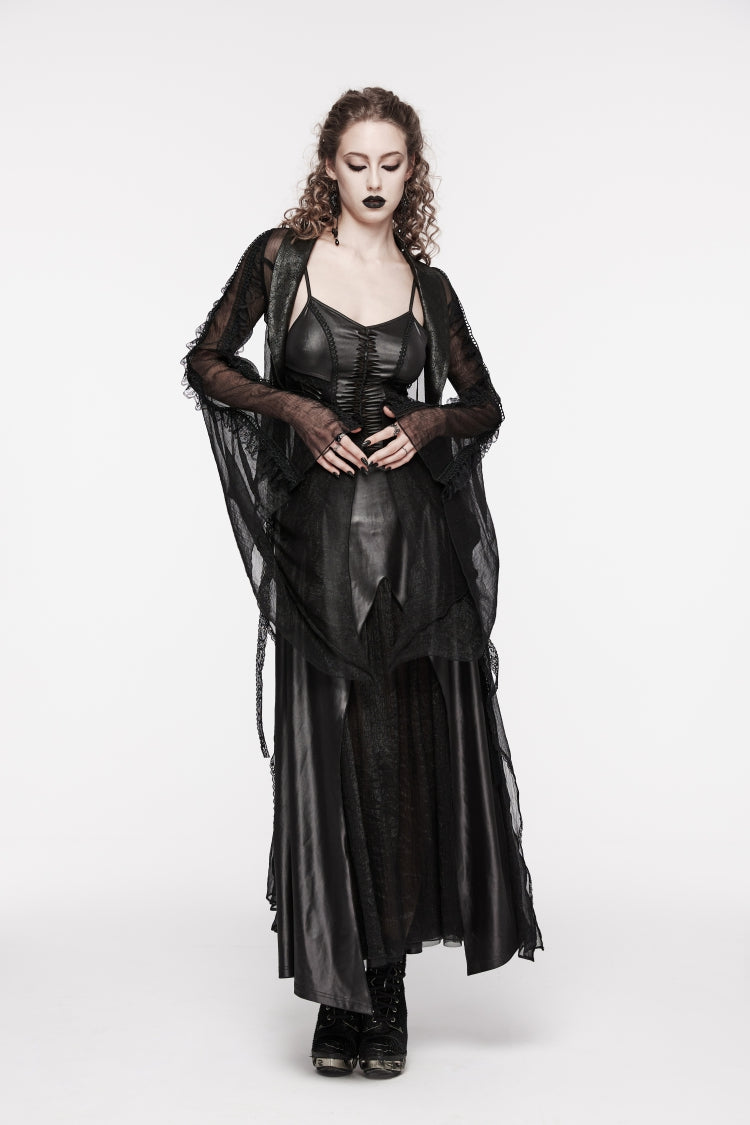 Black Off Shoulder Lace Lace-Up Slim Irregular Women's Gothic Jsk Wedding Dress - Product - 6