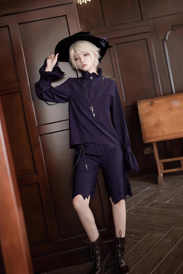 Blue/Purple Irregular Medieval Ouji Fashion Lolita Shorts - Product - 4