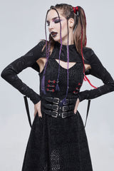 Black Bone Printed Strappy Zipper Women's Gothic Cape - Product - 2