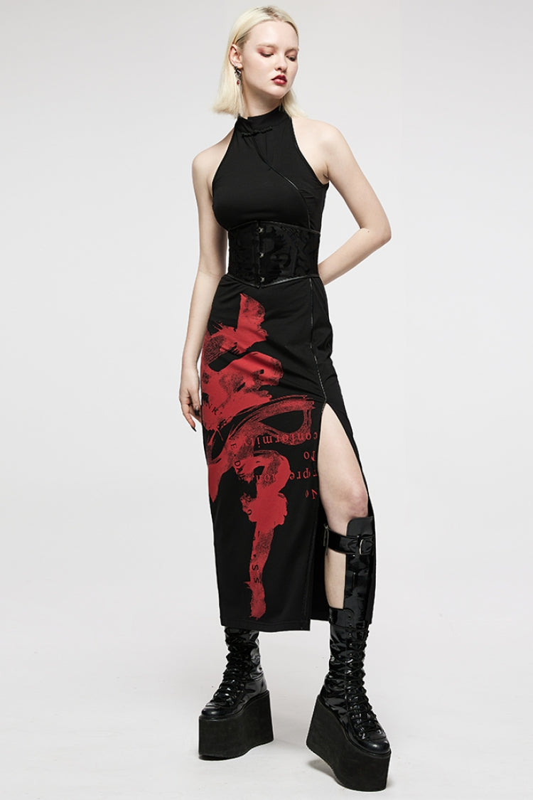 Black Jacquard Print Women's Gothic Underbust Corset - Product - 4