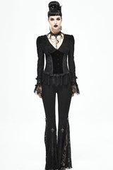 Black Cross Knit Lace Bell Gothic Womens Pants - Product - 5