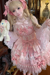 Pink [Little Lovetine] Multi-Layered Ruffle Bowknot Lace Sweet Gorgeous Lolita Jsk Dress - Product - 11